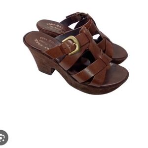 Kork-Ease Beatrice Brown Leather Wedge Sandals Size 6